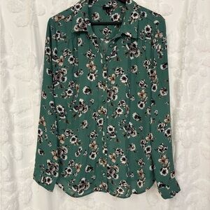 Torrid Green Floral Button Down Shirt size 1